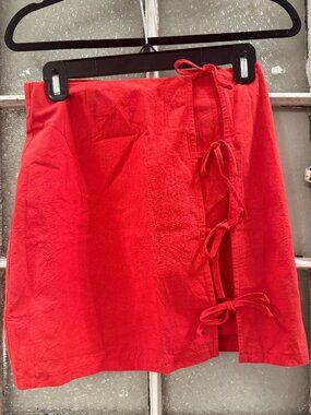NWT Idem Ditto Red Bow Detail Mini Skirt Small